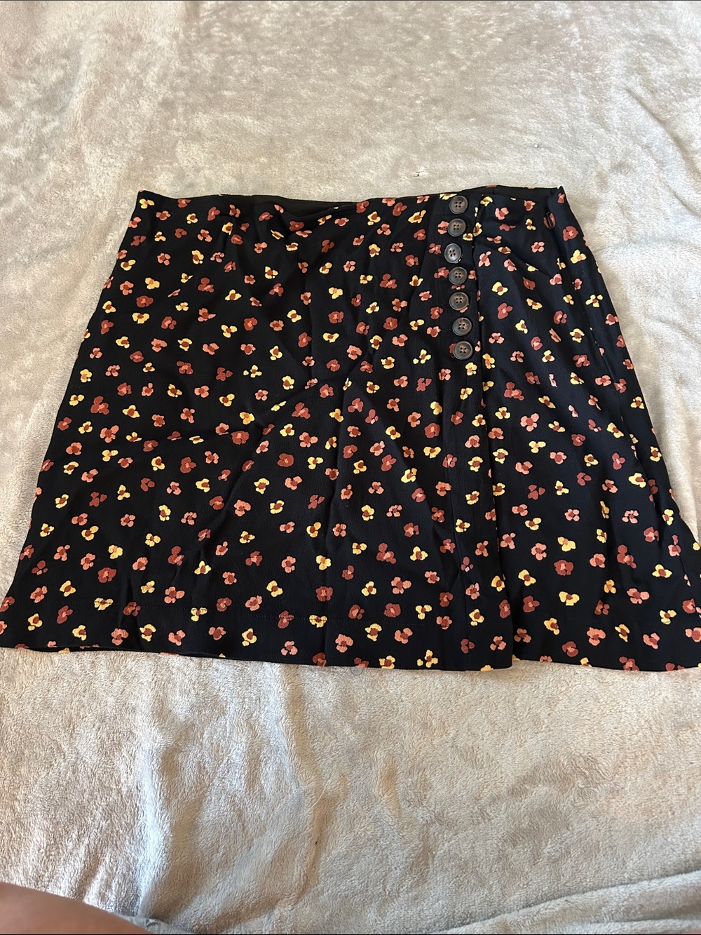Madewell Side-Button A-Line Mini Skirt in Feline Floral